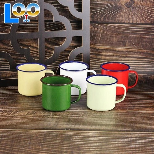 Set coloured enamel mugs - set,