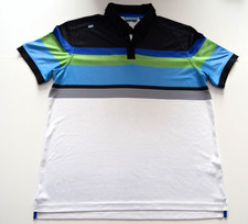 Bunker Mentality Golf Polo Shirt M Blue Green Stripe Performance Fit Men's