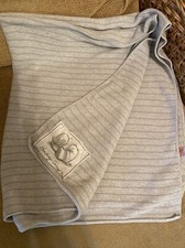 Humphrey’s Corner Blanket Mothercare Grey White Striped Knitted 34’’ X 40’’