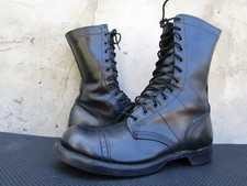 Vintage Men's 10-Inch Black Leather Cap Toe Combat Jump Boots UK 8.5 | US 9.5 D