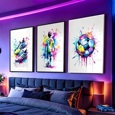 Personalised Football Prints Boys Bedroom Gamer Set of 3 Custom Name Posters