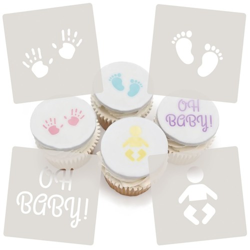 Baby themed cupcake - cupcake, stencil