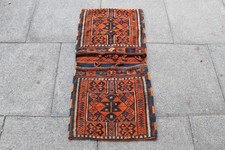 Antique Hand Made Traditional Oriental Wool Orange Kilim Saddle Bag 113x55cm
