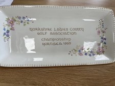 Hand Painted Signed Hornsea Pottery Sandwich Plate Yorkshire Ladies Golf 1995
