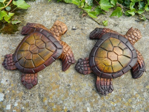 Wooden turtle carving pair - wooden,