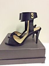 WHISTLES  BLACK SUEDE & LEATHER ANKLE STAP HEELED SANDALS SIZE 7/40