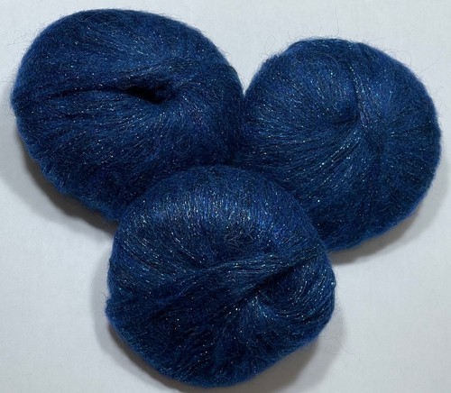 Blue glitter mohair yarn - blue,