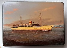 Rare  1969  Soviet  Painted  Laquered  Box  Baltika   Passenger  Liner