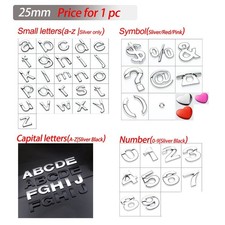 3D Metal Alphabet Silver Badge