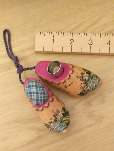 Pair miniature wooden clogs - wooden,