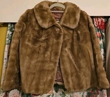 Vintage Debenhams Tissavel of France Faux Fur Short Coat UK 10 Cotton Blend Soft