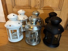 6 x IKEA Rotera Tea Light Lanterns - White/Silver/Black Weddings Parties VGC
