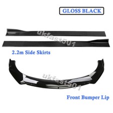 For Audi A3 A4 A5 A6 Lower Front Bumper Lip Splitter + 2pcs Side Skirts GLOSS