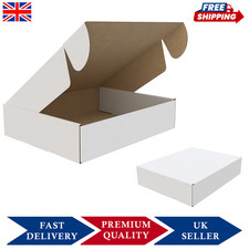 14.2" x 11" x 3.1" Cardboard Shipping Boxes Postal Postage Packing Mailing White