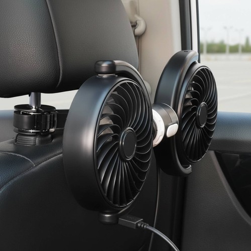 Twin head car fan - car, air
