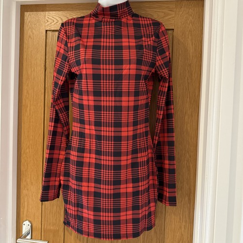 Long sleve red tartan dress - sleve,