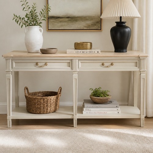 Cream drawer console - console, table
