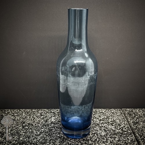 Tall blue glass vase modern - vase,