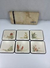 Vintage Jason Coasters Wildflowers Set of 6 Original Box Cork Back.  #C6