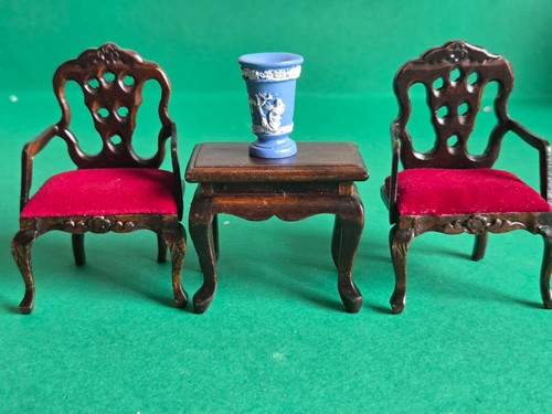 Doll house oak red chairs - oak/red, 2x