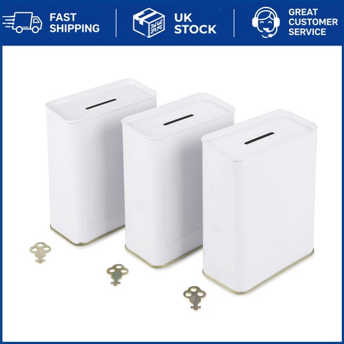 Durable white tin donation box - durable,