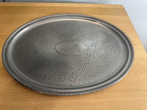 Large hammered pewter serving