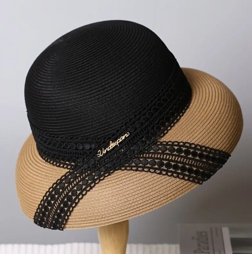 Linen straw hat - hat, color-block