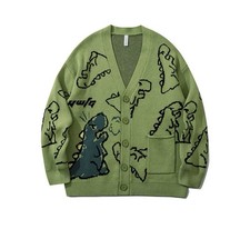 Green oversized knit cardigan