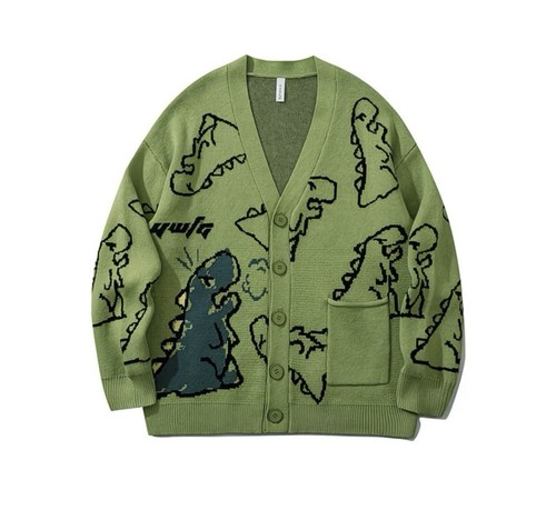 Green oversized knit cardigan