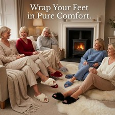 Ladies Womens Slippers Fluffy