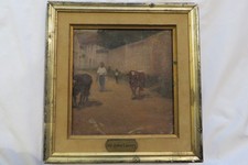 Framed Oil Painting of Cattle