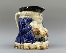 c. 1860 English Staffordshire Pottery Toby Jug 19th-Century Antique