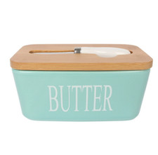 Ceramic french butter dish with lid knife holder container insulated storage box