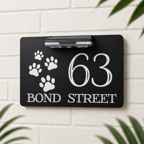 Modern house number plaque - house,