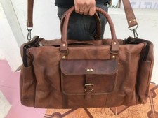 Bag Leather Travel Genuine Weekend Gym Luggage Duffle Duffel Holdall Overnight