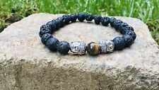 Lava Stone Bead Bracelet Tiger Eye Men Women Anxiety Chakra Reiki Buddha 
