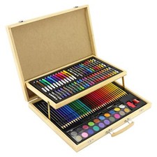 108pcs Drawing Art Set Artist Sketch Kit Pencil Charcoal Sketching Wooden Case