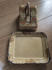 Bursley Ware England Butter Dish With Plate, Bacchus 1920's