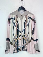 Reiss Multicolour Chain Print Blouse Long Sleeve Satin Feel Button UK8