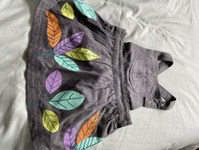 Tuc Tuc 9 Months Grey Pinafore With Large Coloured Leaves.  