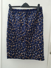 Boden Womens Martha Pencil Skirt Size 10R Navy Blue Leopard Lined Cotton Blend