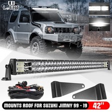 Dual Row 42" Roof LED Light Bar Spot Flood +Bracket +Wire For Suzuki Jimny 99-19