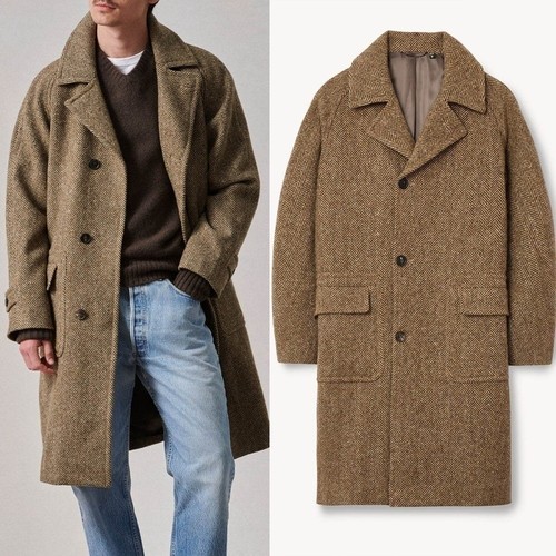 Men herringbone overcoat tweed - men,