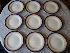 Royal Worcester (6+3) 9 x Dessert Plates Blue White gold 8 inch c.1899 (663)