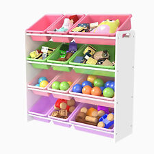 Children's Toy Storage Unit - 16 Removable Plastic Bins Kids Shelves Organiser