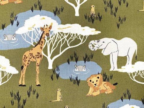 Waterhole cotton fabric safari