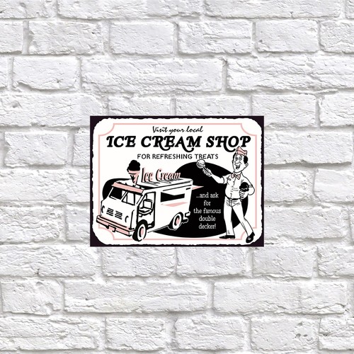 Ice cream shop retro tin - ice,