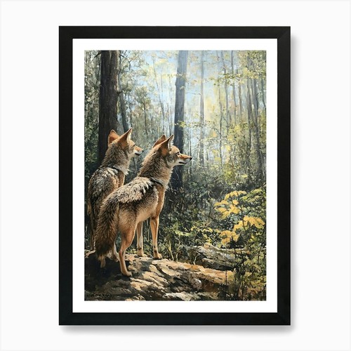Coyote the woods art print - woods,