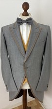 Vintage Tails Tailcoat Silver Grey Gold Trim Dandy Glam Wedding Races 40-42L