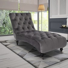Beautiful Grey Velvet Chaise Lounge